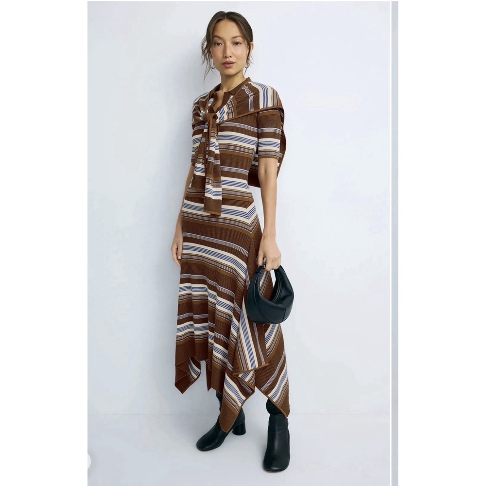 Monse Striped Jacquard Cascade Midi Skirt In Size Medium
